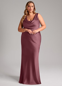Azazie Rylina Bridesmaid Dresses Desert Rose Mermaid Stretch Satin Dress image9