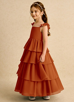Azazie Boba vestidos de niña de las flores Vestido de Pimenton de Gasa de Corte En A con Escote Cuadrado image7