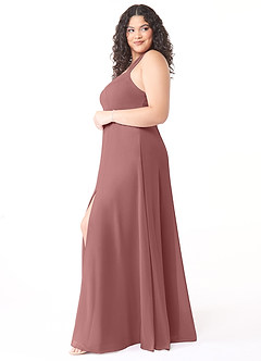 Azazie Jane Final Sale Desert Rose A-Line V-Neck Pleated Chiffon Dress image8