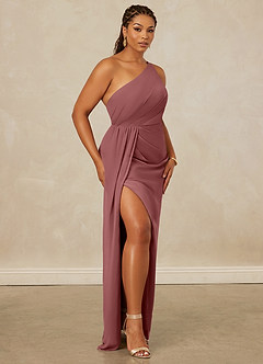 Christian Siriano Bridal for Azazie 1003 Bridesmaid Dresses Amethyst Sheath One Shoulder Chiffon Dress image12