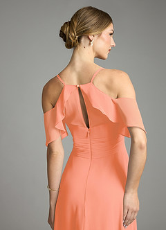 Azazie Dakota Bridesmaid Dresses Sunset A-Line V-Neck Pleated Chiffon Dress image6