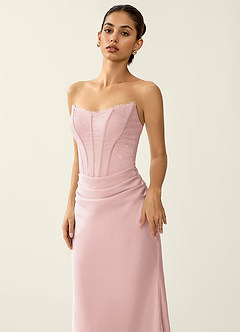 Fiammetta Rose Gold Lace Corset Stretch Satin Mermaid Prom Dress image6