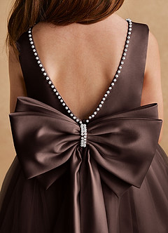 Azazie Cookie Flower Girl Dresses Ganache A-Line Bow Tulle Dress image6