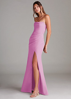 Azazie Leonis Bridesmaid Dresses Candy Pink Sheath Strapless Chiffon Convertible Dress image3