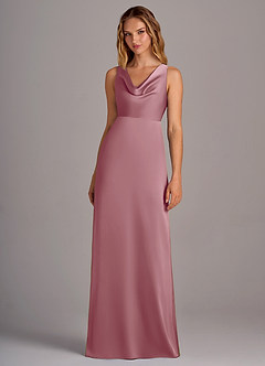 Azazie Wrenlee Bridesmaid Dresses Vintage Mauve A-Line Stretch Satin Dress image4