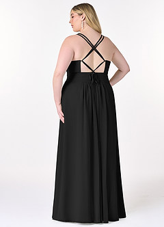 Azazie Farren Bridesmaid Dresses Black A-Line Pleated Chiffon Convertible Dress image11