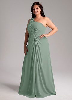 Azazie Brooke Brautjungfernkleider A-Linie One-Shoulder Chiffon Kleid Silberner Salbei image11