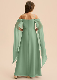 Azazie Moana Junior Linia A Pofałdowany Szyfon Długość podłogi Młodsza druhna Sukienka image5