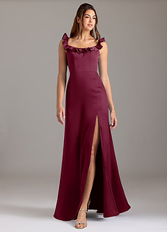 Azazie Callie Robes de demoiselle d'honneur Robe Trapèze Convertible en Satin extensible Rayé Mûre image3