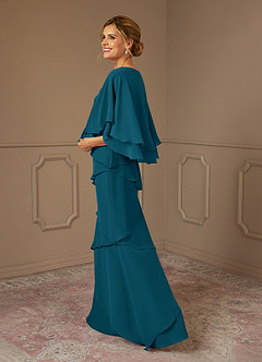 Azazie OHara Mother of the Bride Dresses Ink Blue A-Line V-Neck Chiffon Dress image2