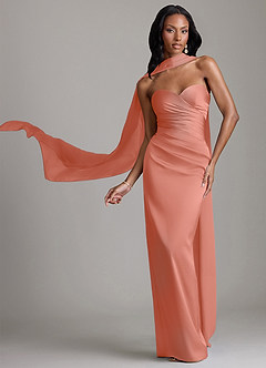 Azazie Sonora Brudtärnklänningar Klä av Tubklänning i Stretch Satin Axelbandslös Laxrosa image1