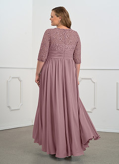 Azazie Olga Mother of the Bride Dresses Dusty Rose A-Line Lace Chiffon Dress image9