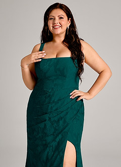 Azazie Mero Bridesmaid Dresses Pine Sheath Pleated Floral Burnout Dress image11