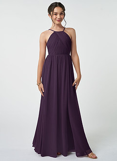 Azazie Leighton Junior Plum A-Line Pleated Chiffon Dress image2
