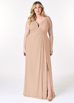 Azazie Maren Allure Bridesmaid Dresses English Rose A-Line V-Neck Lace Chiffon Dress image7