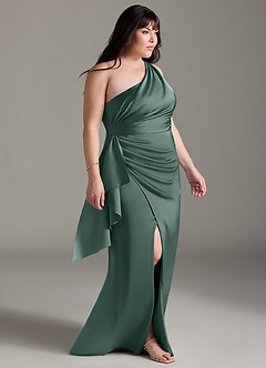 Azazie Maive Brudtärnklänningar Klänning av Tubklänning i Stretch Satin Ruched Eukalyptus image8