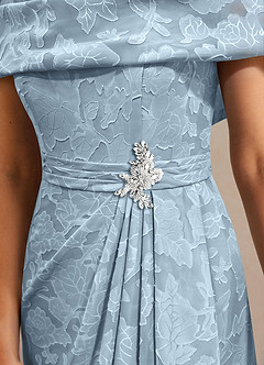 Azazie Branford Abiti per la Madre della Sposa Abito A-Line in Burnout Floreale Plissettato Azzurro image6