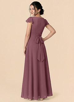 Azazie Payton Junior Sangria A-Line Bow Chiffon Dress image2