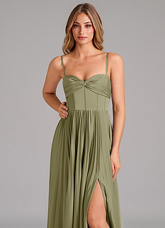 Azazie Tyla Robes de demoiselle d'honneur Robe Trapèze en Satin extensible Encolure en Forme de Cœur Pistache image8