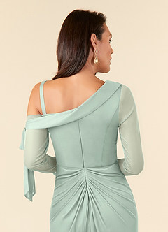 Azazie Marna Mother of the Bride Dresses Agave Sheath One Shoulder Mesh Dress image9