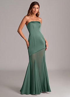 Azazie Uma Bridesmaid Dresses Eucalyptus Mermaid Strapless Chiffon Convertible Dress image3