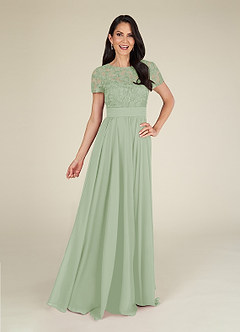 Azazie Annette Mother of the Bride Dresses Dusty Sage A-Line Lace Chiffon Dress image3