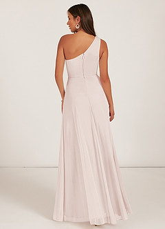 Azazie Brooke Bridesmaid Dresses A-Line One Shoulder Mesh Floor-Length Dress image4