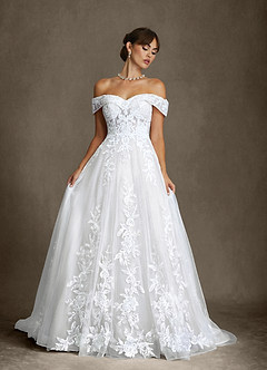 Azazie Becca Wedding Dresses Diamond White A-Line Sweetheart Neckline Tulle Dress image3