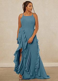 Christian Siriano Bridal for Azazie 1006 Bridesmaid Dresses Bermuda Mermaid Ruched Chiffon Dress image10