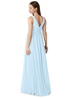 Azazie Yetta Maternity Bridesmaid Dresses A-Line V-Neck Gathered Chiffon Floor-Length Dress image5