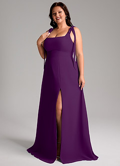 Azazie Debra Bridesmaid Dresses Grape A-Line with Pockets Chiffon Convertible Dress image11