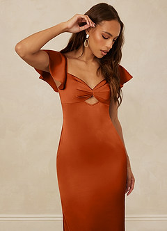 Christian Siriano Bridal for Azazie 1005 Bridesmaid Dresses Burnt Orange Sheath Sweetheart Neckline Stretch Satin Dress image11