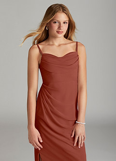 Azazie Mai Junior Auburn Sheath Pleated Chiffon Dress image5