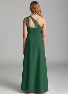 Azazie Maive Junior Dark Green A-Line Pleated Chiffon Dress image3