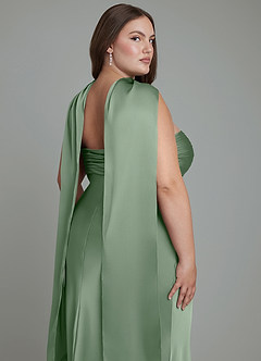 Azazie Saylor Abiti da Damigella Abito Sirena in Raso Elasticizzato Senza Spalline Matcha image19