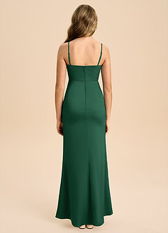 Azazie Buzzy Junior Robe Fourreau en Satin extensible Plissée Vert Foncé image2