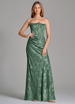 Azazie Ezrena Abiti da Damigella Abito Convertibile Sirena in Burnout Floreale Senza Cinturino Eucalipto image1