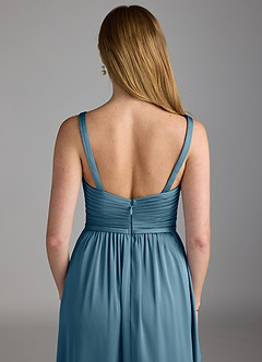 Azazie Chanel Final Sale Bermuda A-Line Pleated Stretch Satin Dress image4