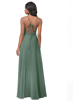Azazie Everleigh Abiti da Damigella Abito A-Line in Chiffon con Scollo a Cuore a Pieghe Eucalipto image3