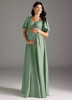Azazie Verna Abiti da damigella d'onore premaman Abito A-Line Increspato Raso Elasticizzato Floor-Length image3
