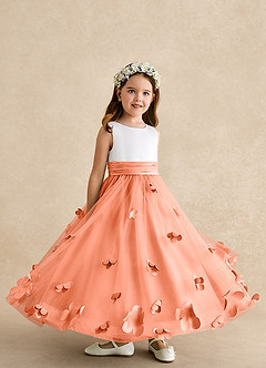Azazie Vi Flower Girl Dresses Sunset A-Line Sleeveless Tulle Dress image8