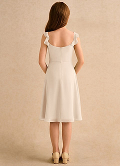 Azazie Pup Blumenmädchenkleider A-Linie Plissee Chiffon Kleid Alabaster Weiß image2