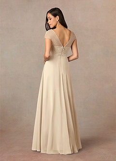 Azazie Star Kleider für die Brautmutter A-Linie V-Hals Pailletten Chiffon Kleid Champagner image4