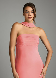 Azazie Saylor Vestidos de damas de honor Vestido de Coral de Gasa de Corte Sirena con Sin tirantes image6