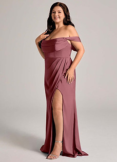 Azazie Johana Vestidos de damas de honor Vestido de Rosa Del Desierto de Satén Elástico de Corte Sirena Convertible con Vestidos sin tirantes image12