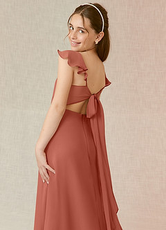 Azazie Everett Junior Clay A-Line Chiffon Dress image7