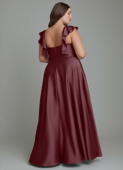 Azazie Leilani Bridesmaid Dresses Sangria A-Line Ruched Stretch Satin Dress image11