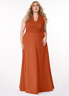 Azazie Fifi Bridesmaid Dresses Burnt Orange A-Line Strapless Chiffon Convertible Dress image12