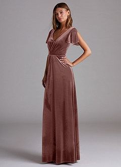 Azazie Soren Bridesmaid Dresses Espresso A-Line Velvet Dress image3