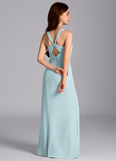 Azazie Mero Junior Vestido de Neblina de Gasa de Corte Sirena con Plisado image7